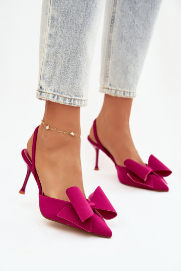 Heels with Open Heels and Bow Fuchsia Eklevia