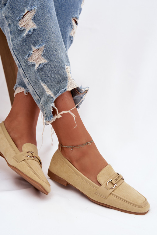 Women s Loafers Moccasins with Decorative Element Yellow Evelora