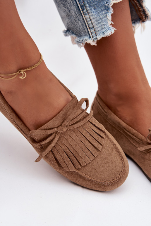 Women s Moccasins with Fringes Light Brown Janelisse