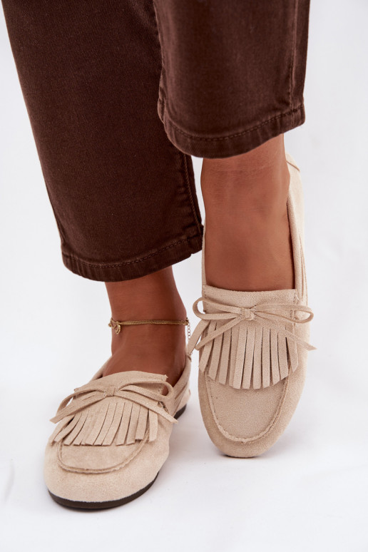Women's Loafers with Fringes Light Beige Janelisse