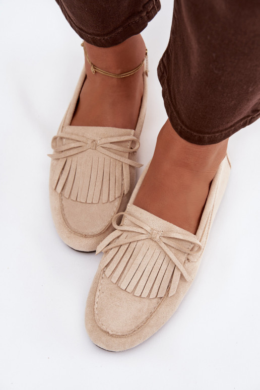 Women's Loafers with Fringes Light Beige Janelisse
