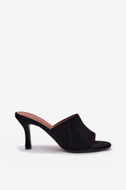 Women's Slippers on Heel with Eco Suede Black Isolia