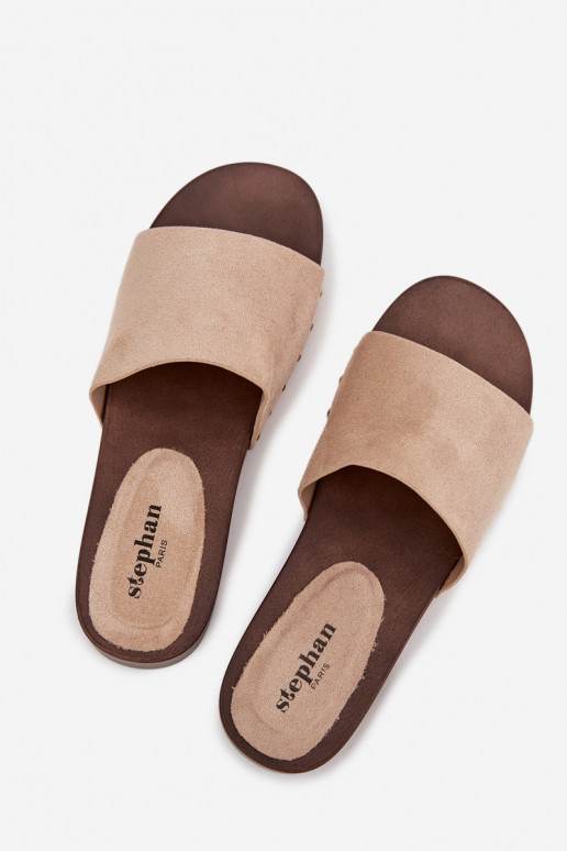 Women's slippers with gold nails beige Ferinna