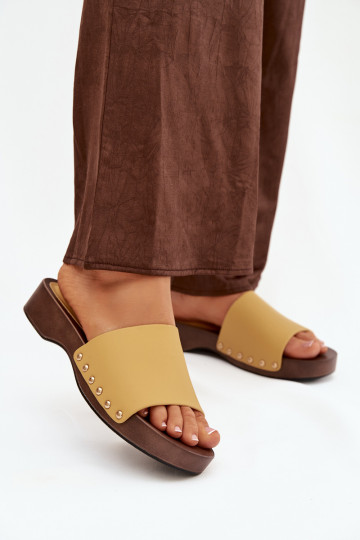 Women's slippers with rivets yellow Terissa 2