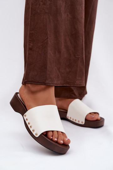 Women's slippers with buckles white Terissa