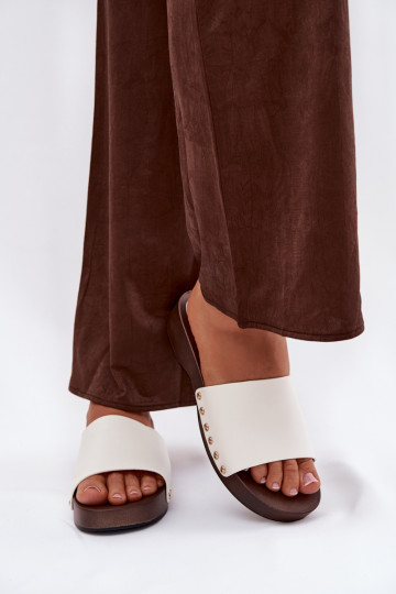 Women's slippers with buckles white Terissa 2