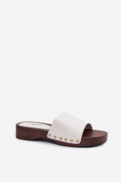 Women's slippers with buckles white Terissa