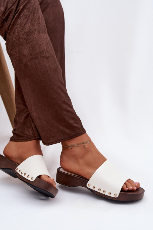 Women's slippers with buckles white Terissa