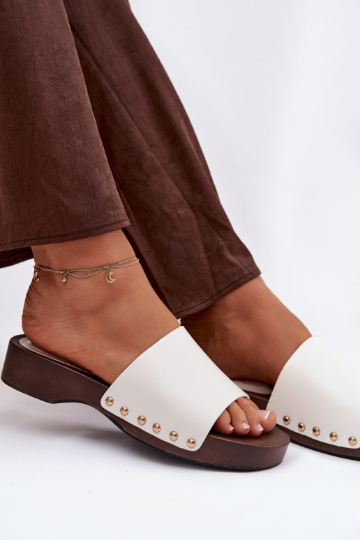 Women's slippers with buckles white Terissa
