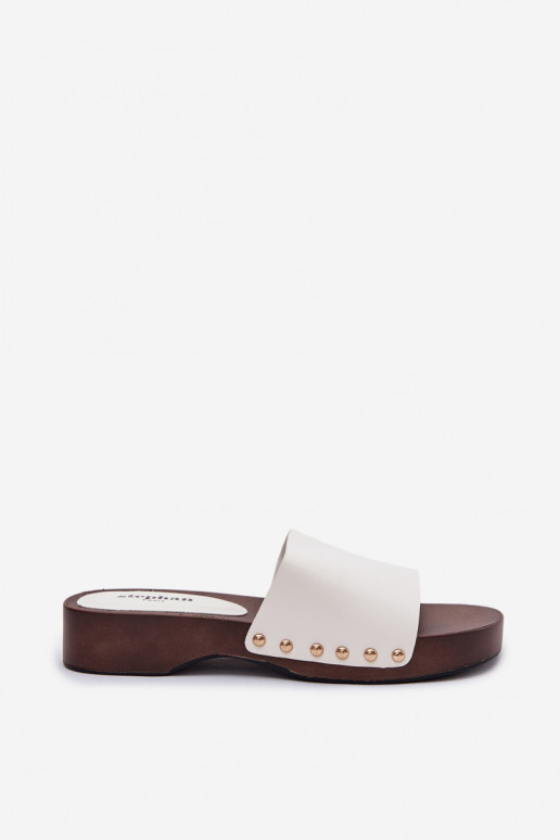 Women's slippers with buckles white Terissa