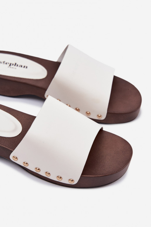 Women's slippers with buckles white Terissa
