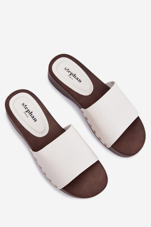 Women's slippers with buckles white Terissa
