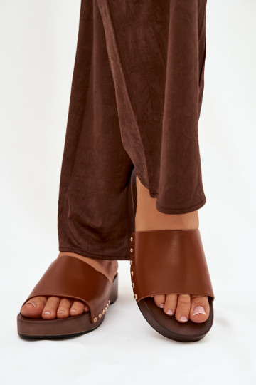 Women's Slides with Buckles Camel Terissa 2