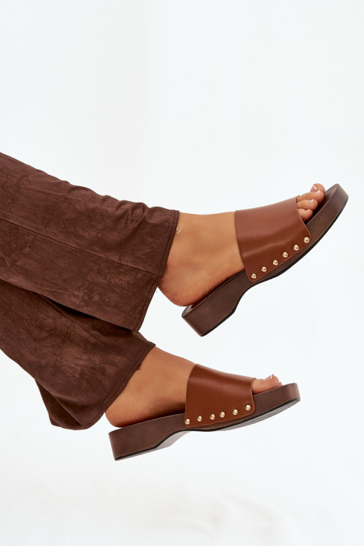 Women's Slides with Buckles Camel Terissa