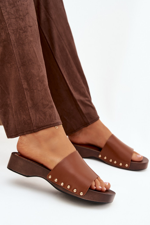 Women's Slides with Buckles Camel Terissa