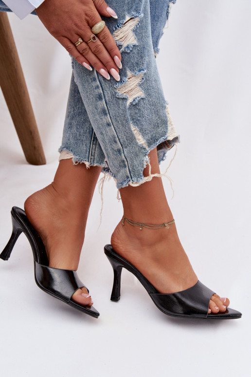 Lacquered Women's Heeled Sandals Black Lirissa