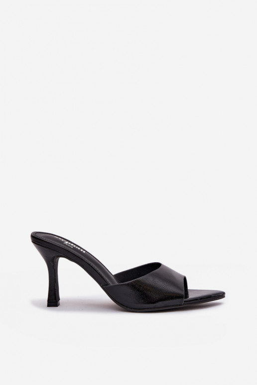 Lacquered Women's Heeled Sandals Black Lirissa