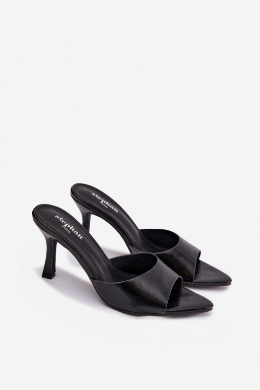 Lacquered Women's Heeled Sandals Black Lirissa