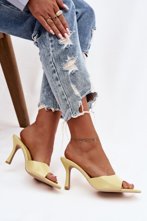 Lacquered Women's Slip-Ons with Heel Yellow Lirissa