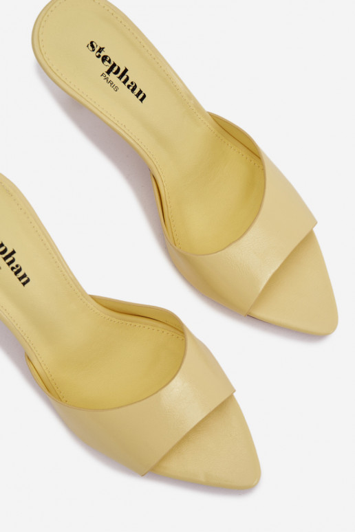 Lacquered Women's Slip-Ons with Heel Yellow Lirissa