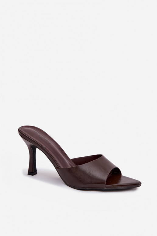 Lacquered Ladies' Slip-ons with Heel Chocolate Lirissa