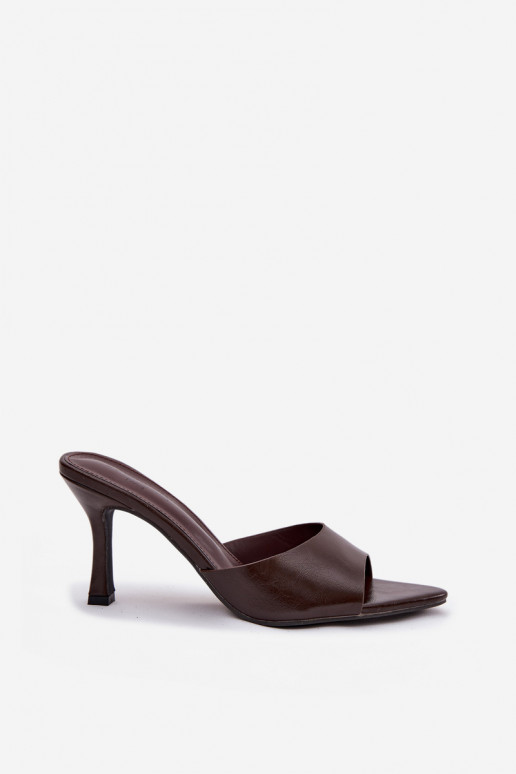 Lacquered Ladies' Slip-ons with Heel Chocolate Lirissa