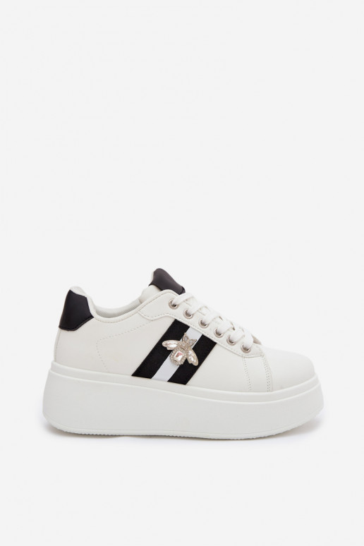 Sneakersy Damskie Na PlatformiewithPrzypinką Białe Palvessa