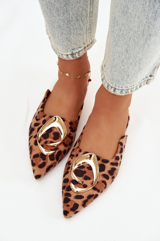 Klapki Damskie MulewithOzdobnym Złotym Detalem Panterka Galvella