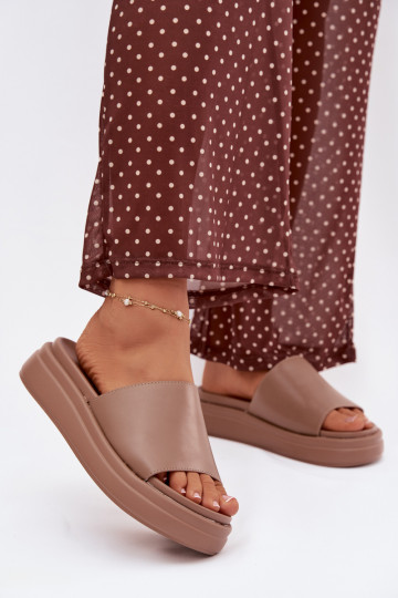Women's Platform Slides Dark Beige Tanelisse