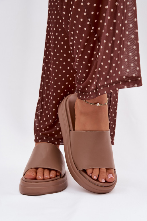 Women's Platform Slides Dark Beige Tanelisse