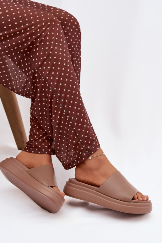 Women's Platform Slides Dark Beige Tanelisse