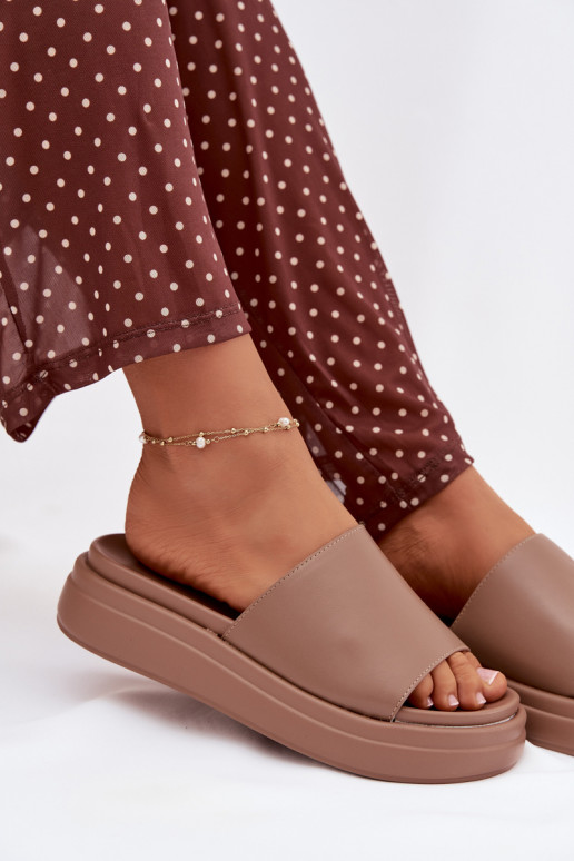 Women's Platform Slides Dark Beige Tanelisse