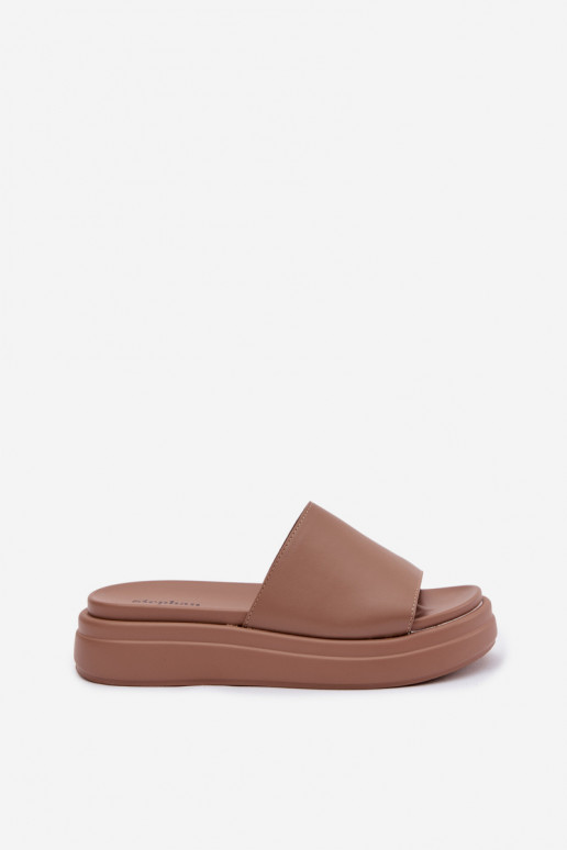 Women's Platform Slides Dark Beige Tanelisse