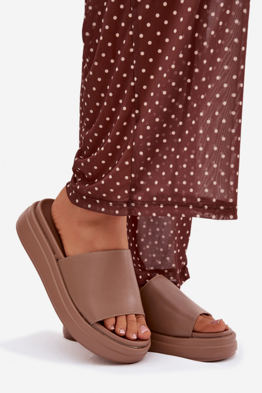 Women's Platform Slides Dark Beige Tanelisse