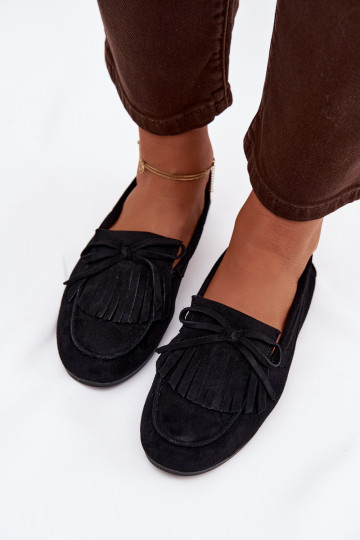 Damskie Moccasins With Fringes Black Janelisse 2