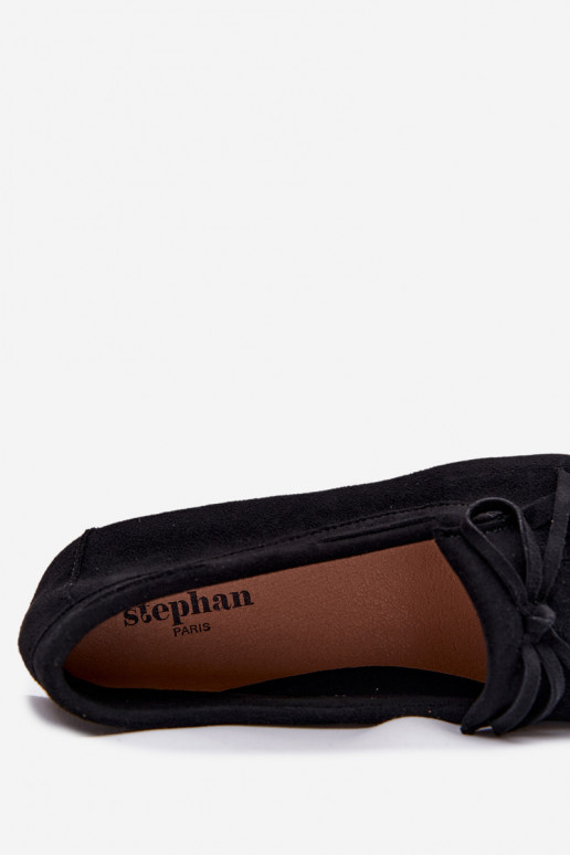 Damskie Moccasins With Fringes Black Janelisse