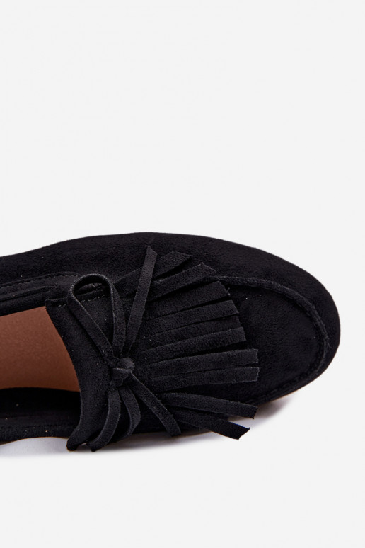 Damskie Moccasins With Fringes Black Janelisse