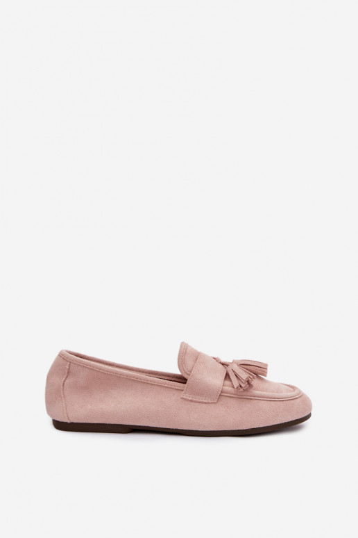 Women's Flat Loafers with Fringes Light Pink Marilisse