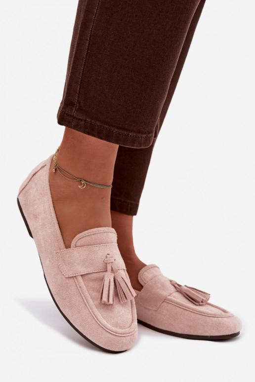 Women's Flat Loafers with Fringes Light Pink Marilisse