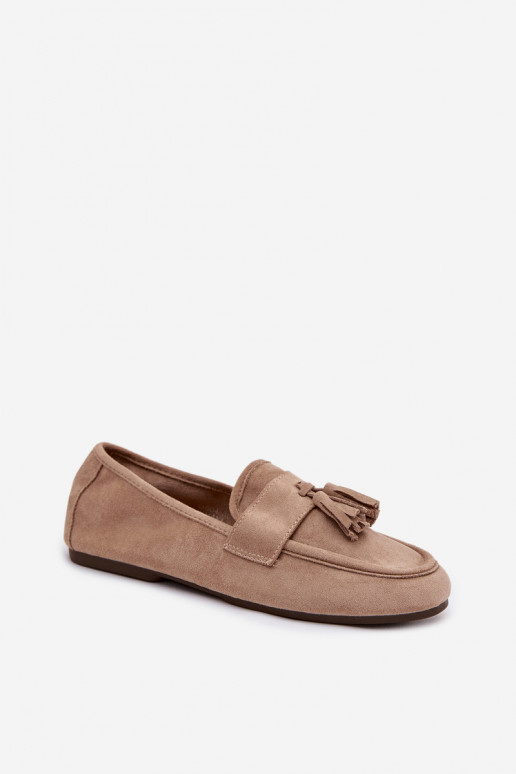 Women's Flat Loafers with Fringes Beige Marilisse