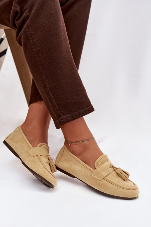 Women's Flat Loafers with Fringes Yellow Marilisse