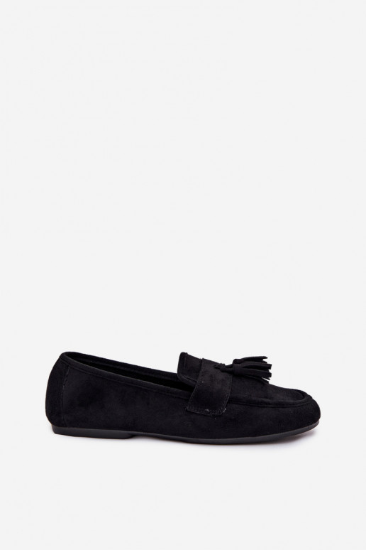 Women's Flat Loafers with Fringes Black Marilisse