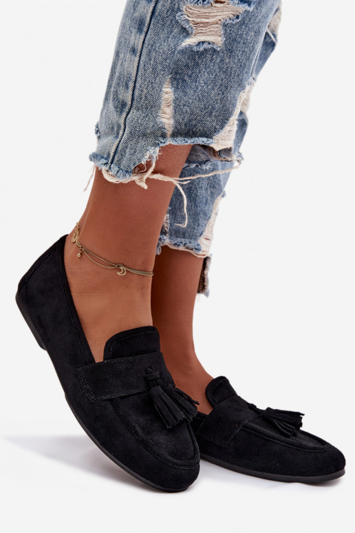 Women's Flat Loafers with Fringes Black Marilisse