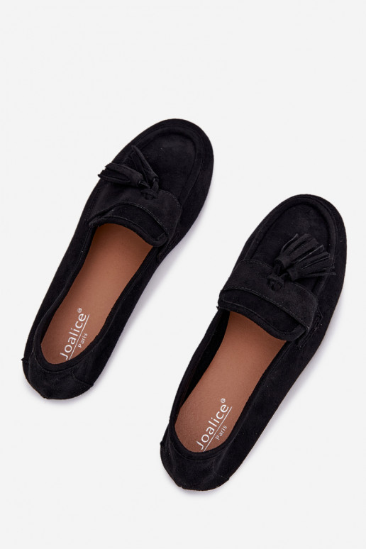 Women's Flat Loafers with Fringes Black Marilisse