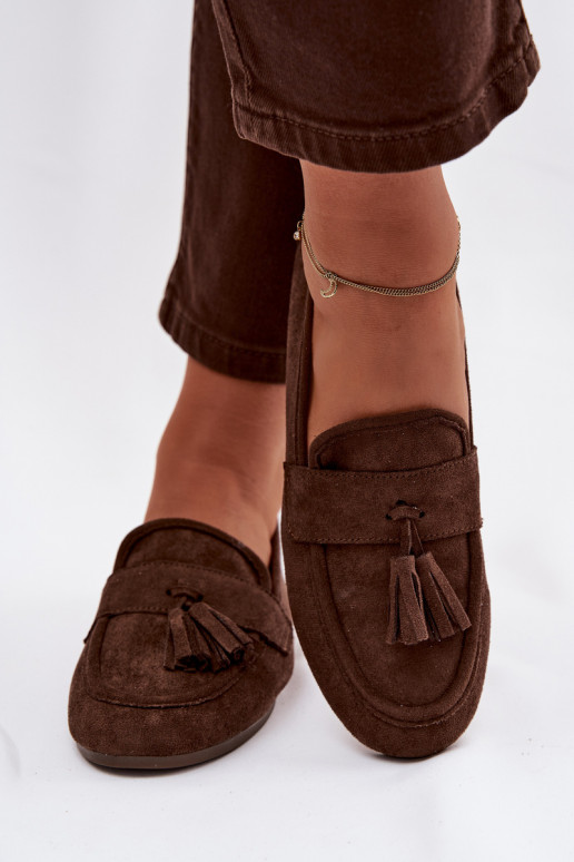 Women's Flat Loafers with Fringes Chocolate Marilisse