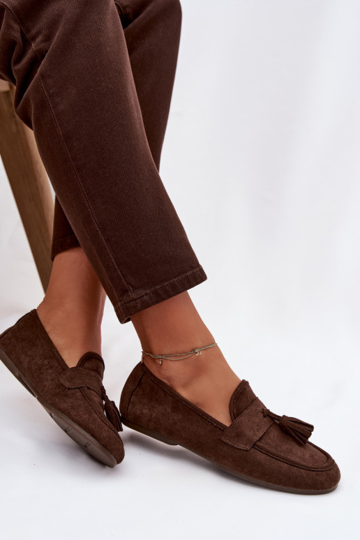 Women's Flat Loafers with Fringes Chocolate Marilisse