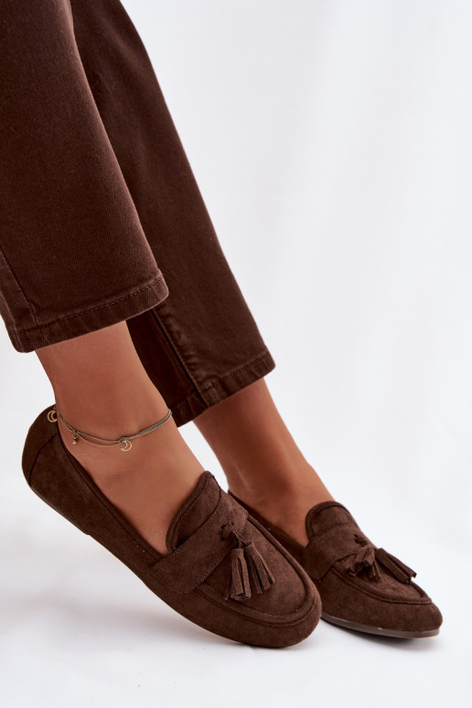 Women's Flat Loafers with Fringes Chocolate Marilisse