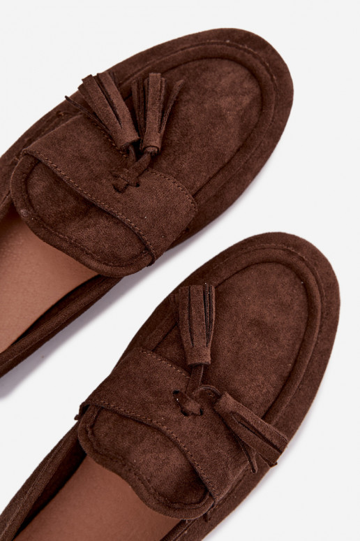 Women's Flat Loafers with Fringes Chocolate Marilisse