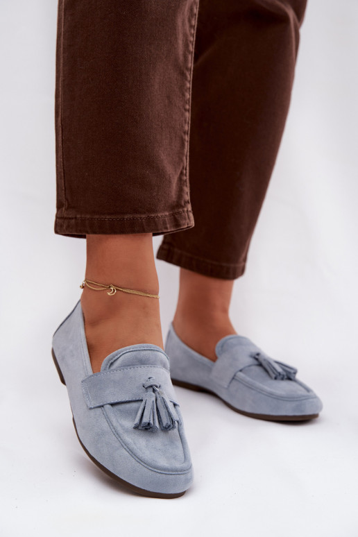 Women's Flat Loafers with Fringes Blue Marilisse