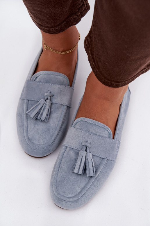 Women's Flat Loafers with Fringes Blue Marilisse